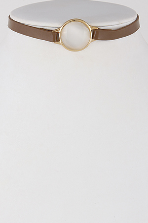 Thin Plain Choker Necklace With Circle Emblem 6ICD1